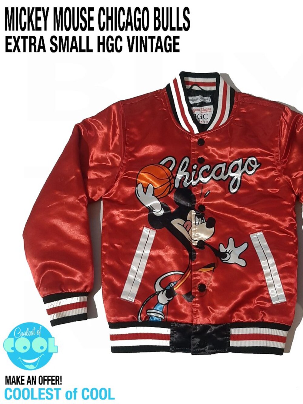 Mickey Mouse Chicago Bulls  Headgear Classics Satin Jacket Extra Small vintage